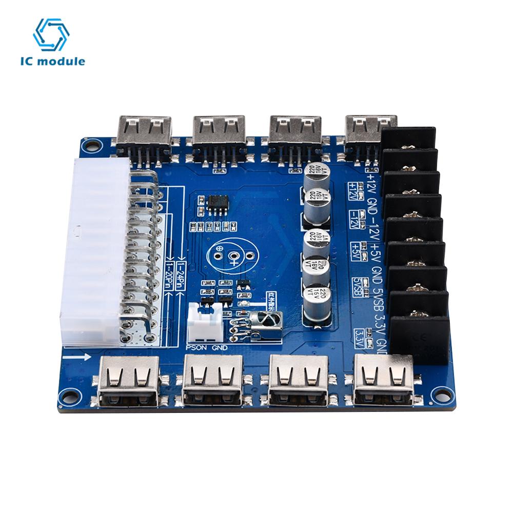 24 Pins ATX Netzteil Breakout Board USB-Ladeanschluss Desktop-Gehäuse Netzteilplatine mit Infrarot-Erkennungsfunktion
