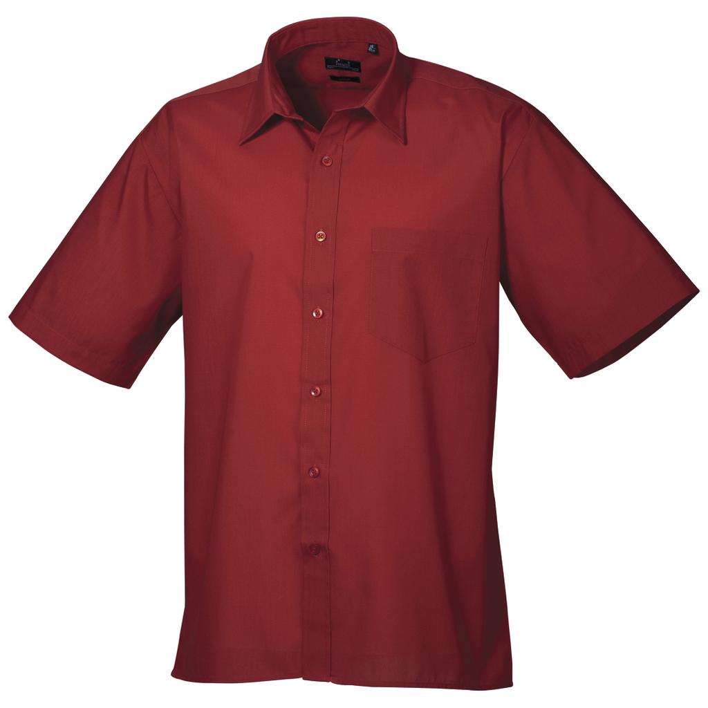 Premier Mens Short Sleeve Formal Poplin Plain Work Shirt