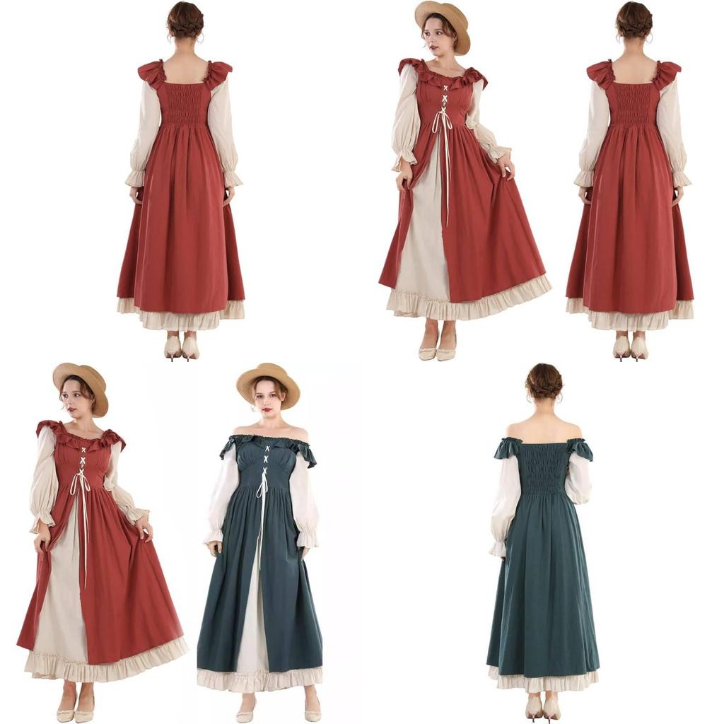 Exquisite Long Sleeve Irish Renaissance Dress For Women In Vibrant Color Options Perfect For Any Occasion
