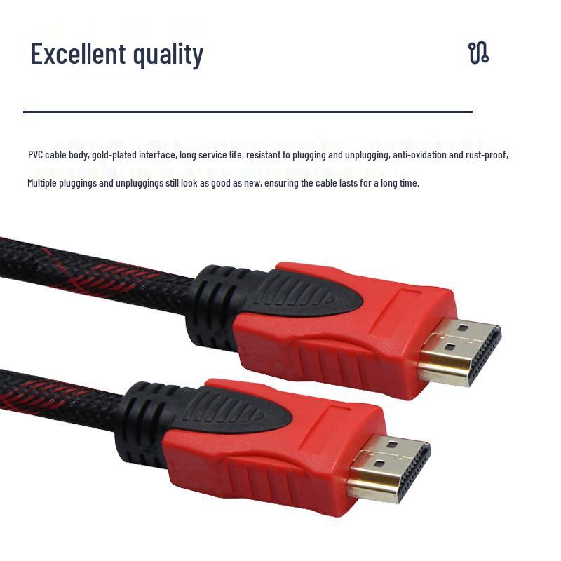 Red & Black HDMI Cable with Double Magnetic Ring - 1.5, 3, 10m Lengths - Version 1.4 High-Definition Video Cable