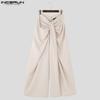 INCERUN Men Zipper Waist Long Pants Casual Twisted Wide Leg Trousers