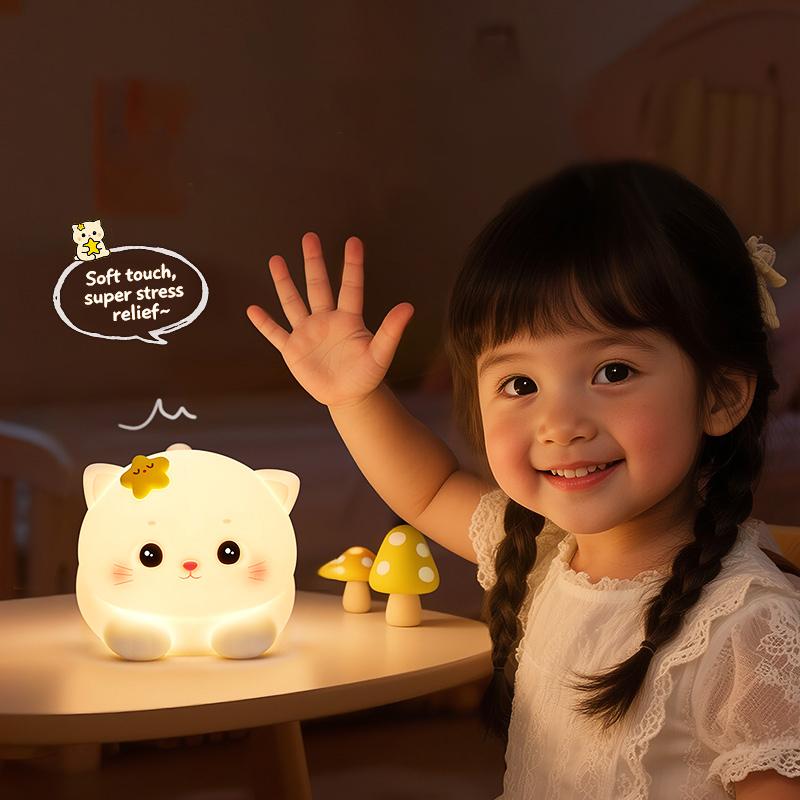 Cute Panda Sheep Rabbit Silicone Night Light USB Rechargeable Touch Dimmable Lamp for Kids Children Holiday Birthday Gift