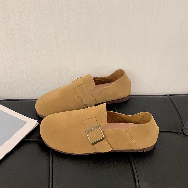 

Retro Birkenstock shoes women s 2025 new spring and autumn one-pedal lazy Doudou shoes versatile with skirts flat-soled single shoes 40