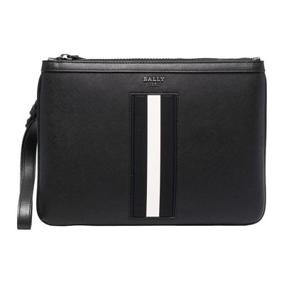 Bally Zipper Closure Strapless Leather Handbag Men Handbags Black 6238953