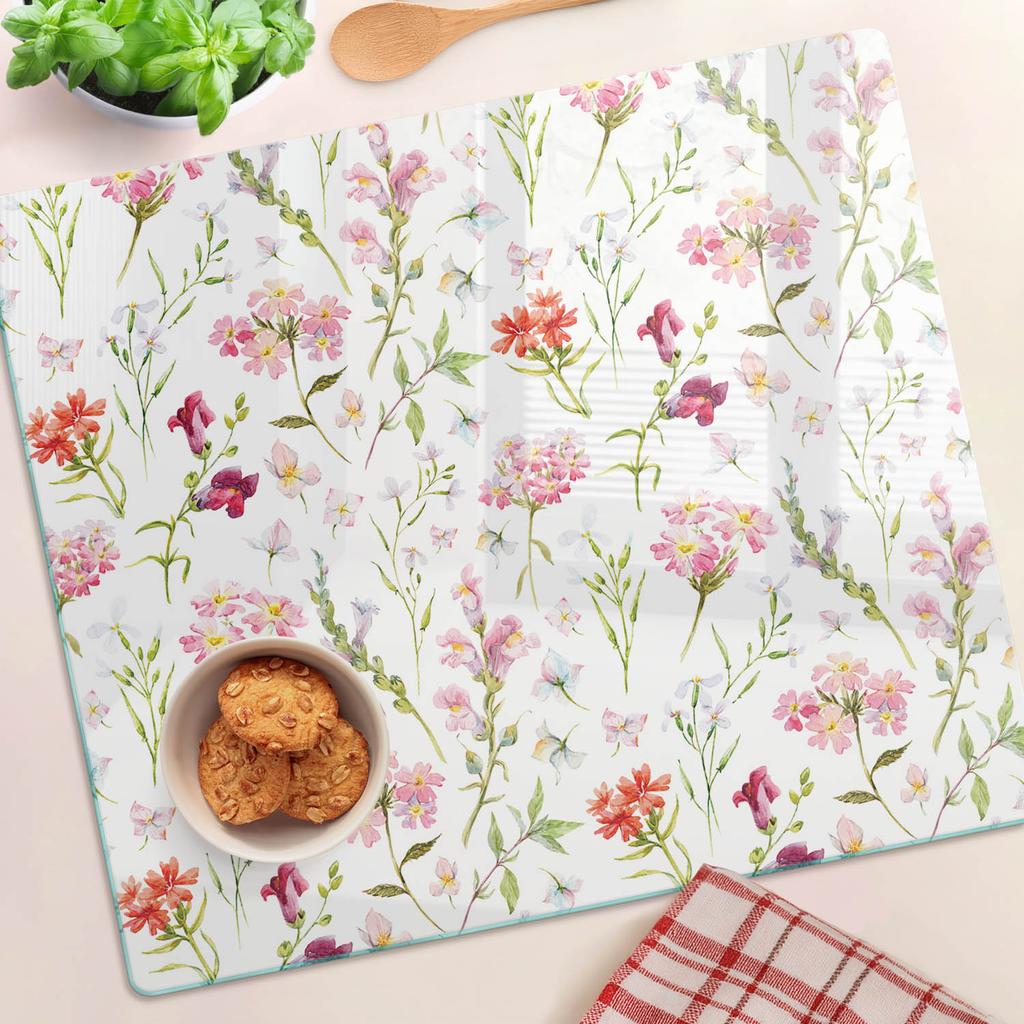 Decorative Kitchen Board Tempered Glass For Cutting Flowers 60X52 Cm