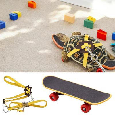 Nastavitelné vodítko pro želvu a sada skateboardu Venkovní tréninkový postroj a mini prstový skateboard pro malého mazlíčka vousatou agamu, ještěrku, želvu