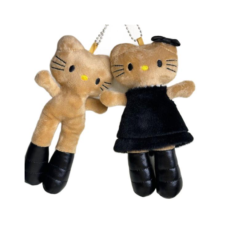 Hello Kitty Black Leather Long-Legged Plush Pendant Toy