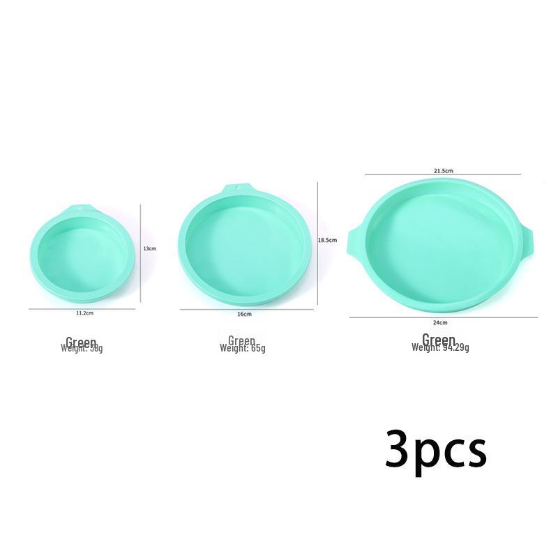 4-Inch & 6-Inch Chiffon Mousse Cake Mold, Mille Crêpe Round Baking Pan, Platinum Silicone Household Mold 3-piece set (different sizes) циан