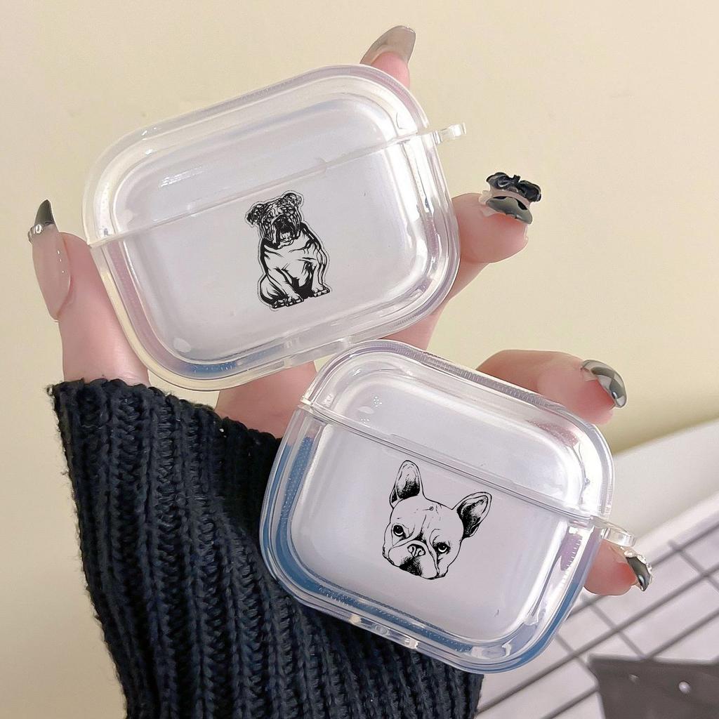 French Bulldog Soft Case for Apple Airpods 2 1 Earphone Cases With Hook For Airpod Pro 3 Pro2 Clear Protective Covers Accessorie