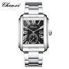 CHENXI 8216 Men's Quartz Watches Fashion Business Simple Silvery Stainless Steel Strap Square Wristwatches for Male Gift