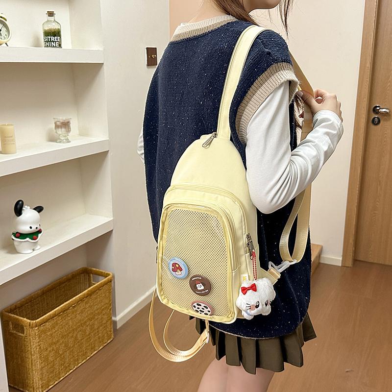 Women's Crossbody Bag Solid Color Chest Bag Student Class Shoulder Bag