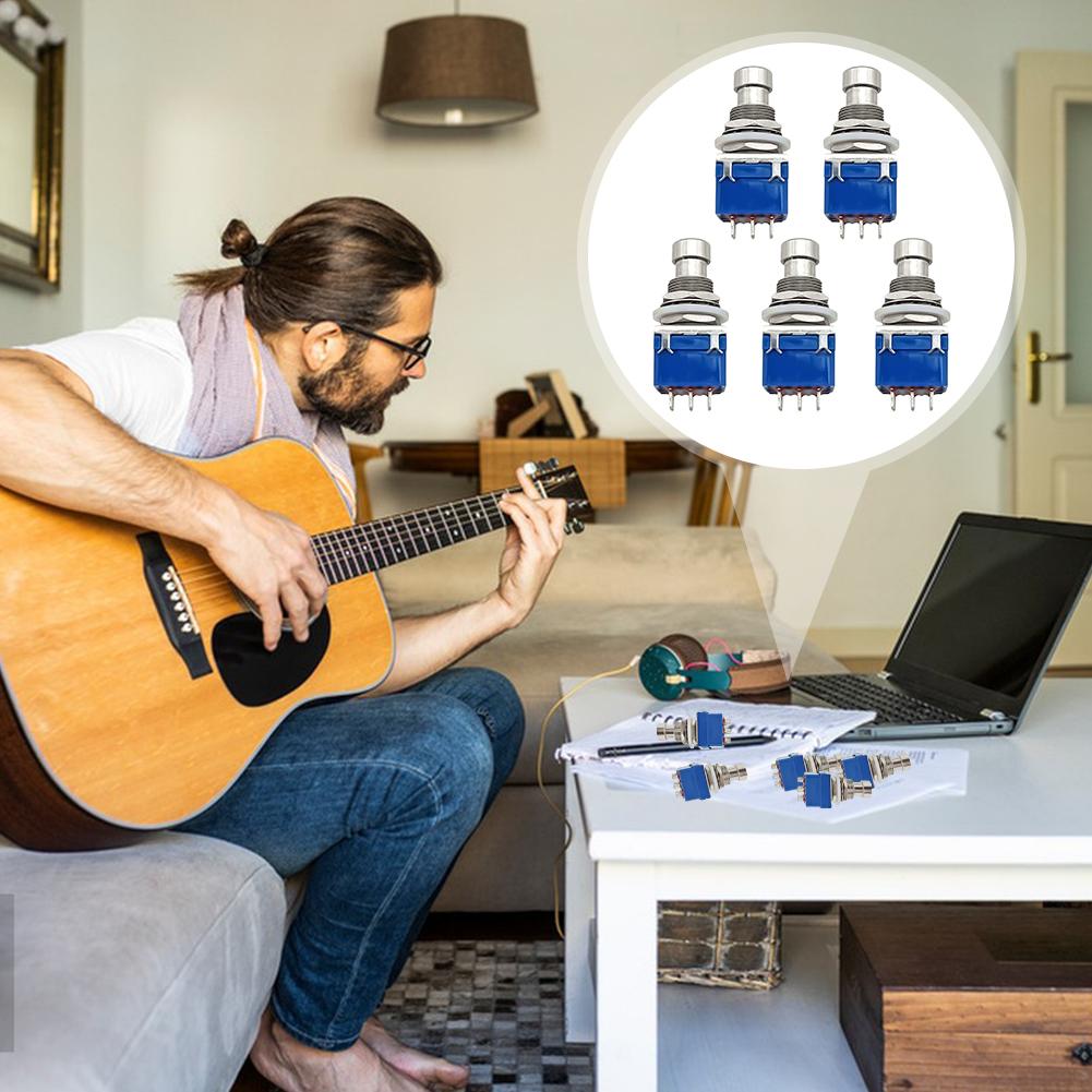 5 Stück Gitarren-Effektpedal 3PDT Fußschalter 9 Pins Gitarreneffekte Druckknopf-Fußschalter Gitarren-Effektpedal Druckknopf-Fußschalter