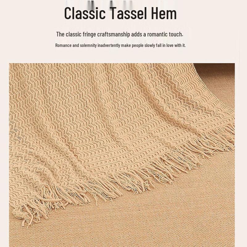 OEING Knitted Tassel Sofa Throw Blanket