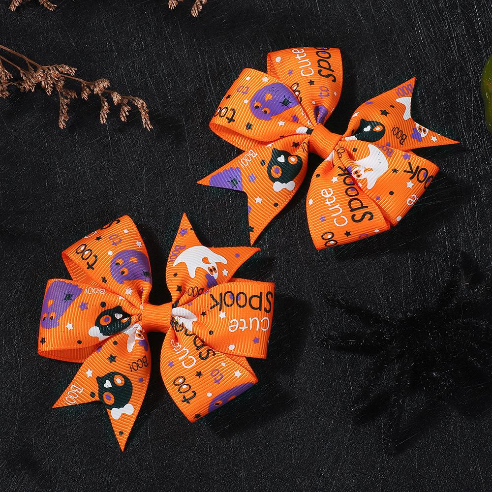 Popular Children'S Hair Accessories Set Accessories Halloween Ribbed Bow Hairpin Children'S Accessories 638
