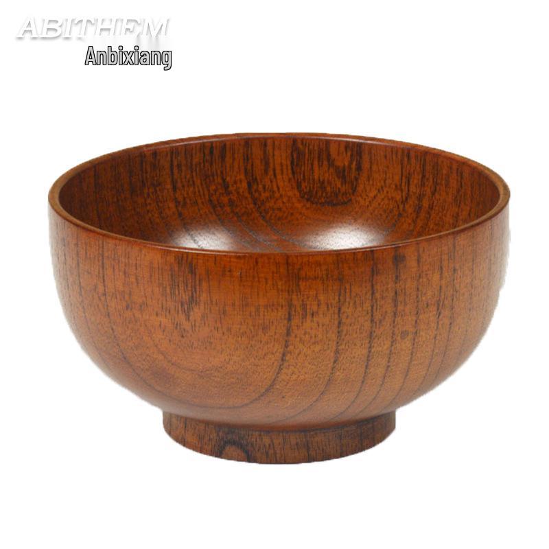 Japanese Jujube Wood Bowl for Adults & Kids, Solid Wood Noodle Bowl, Versatile Home Tableware