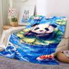 1pc Panda Lotus Lightweight Flannel Blanket, Comfortable and Warm Blanket, for Office and Camping Sofa Bed, Livingroom187