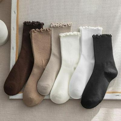 Women's Ruffle Lace Mid-Calf Socks - Spring & Autumn Japanese Style Scrunch Socks