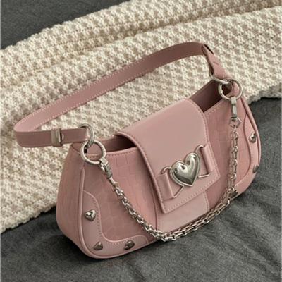 Nová módní kabelka přes rameno z umělé hmoty pro ženy, sladká, cool subkulturní růžová crossbody kabelka