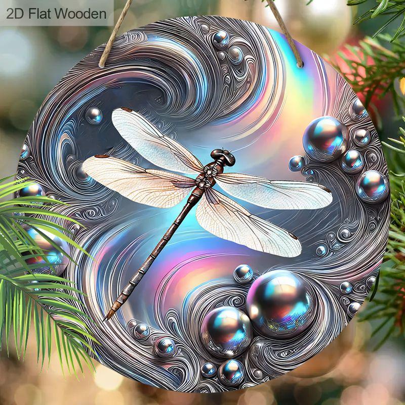 Garden Decoration, Wooden Hanging Decorative Signs, Dragonfly Patterns, 2D Graphic Products, Housewarming Gifts for Friends