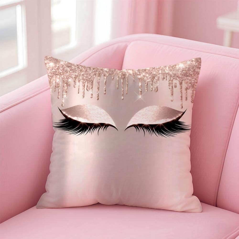 Beauty Makeup Eyelash Art Cushion Cover Pillowcase Short Plush Invisible Zipper Room Sofa Cushion Cover