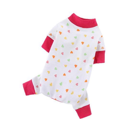 Yousheng Pet Cloth Round Neck Four-Legs Cartoon Pattern Puppy Bread Clothes Summer Pet Pajamas for Indoor