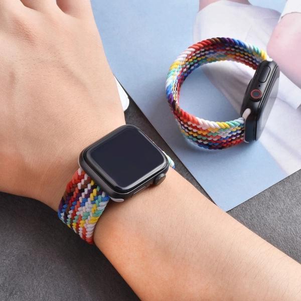 Elastic Braided Solo Loop Nylon Strap for Smart Watch Band Series 7 8 Ultra SE 6 49/45/41/44/40/38/42mm Series 3 4 Soft Nylon Breathable Belt Bracelet