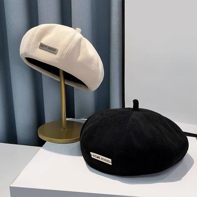 Metal Beret Hat for Women In Spring and Autumn Japanese Retro Versatile Painter Hat Showing Face Small Concave Shape Octagonal Hat