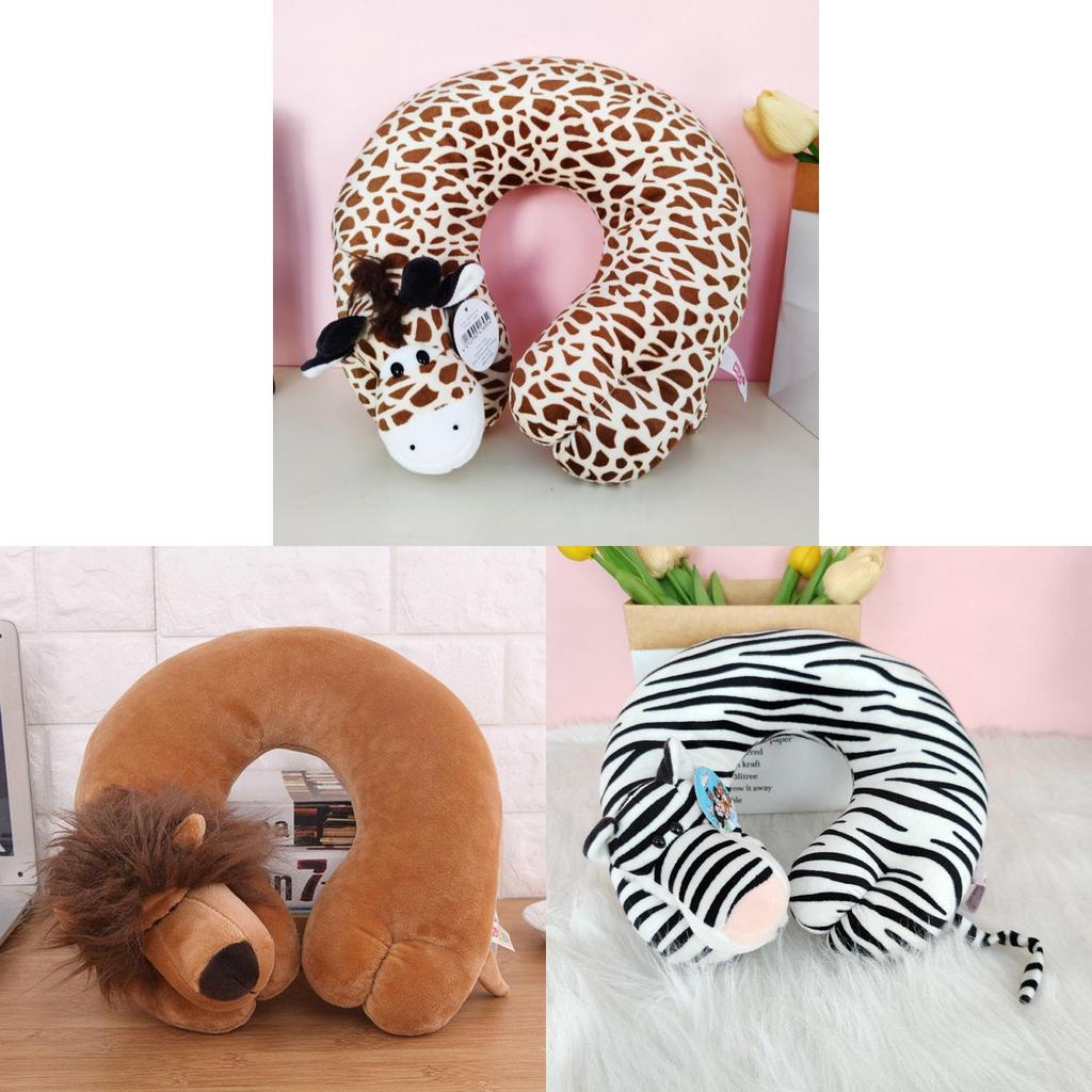 Cartoon Animal U Shaped Neck Pillow For Travel Sleep Rest With Pp Cotton Filling