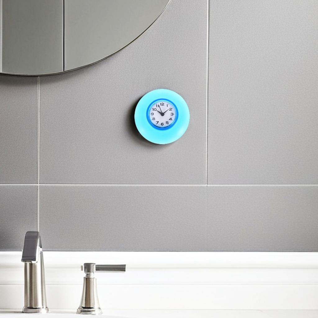 Silent Operated Waterproof Bathroom Clock Suction Cup Wall Mount Shower Timer Mirror Clock for Kitchen Toilet