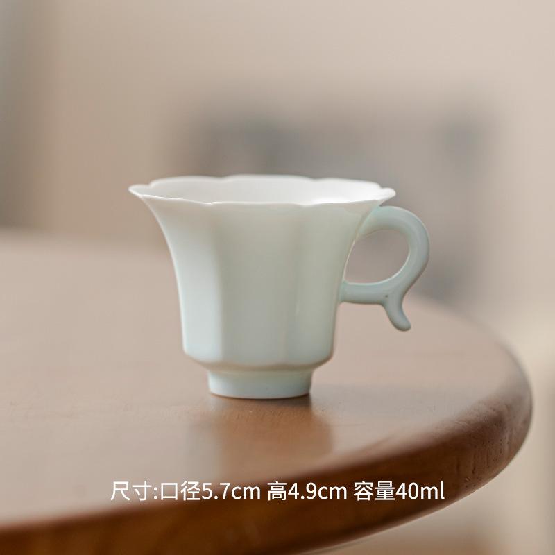 

2pc/lot Creative Grape Purple Glaze Handle Teacup Luxury Tea Bowl Tea Cup Set Meditation Cup Jianzhan Flower Tea Teaware 40ml