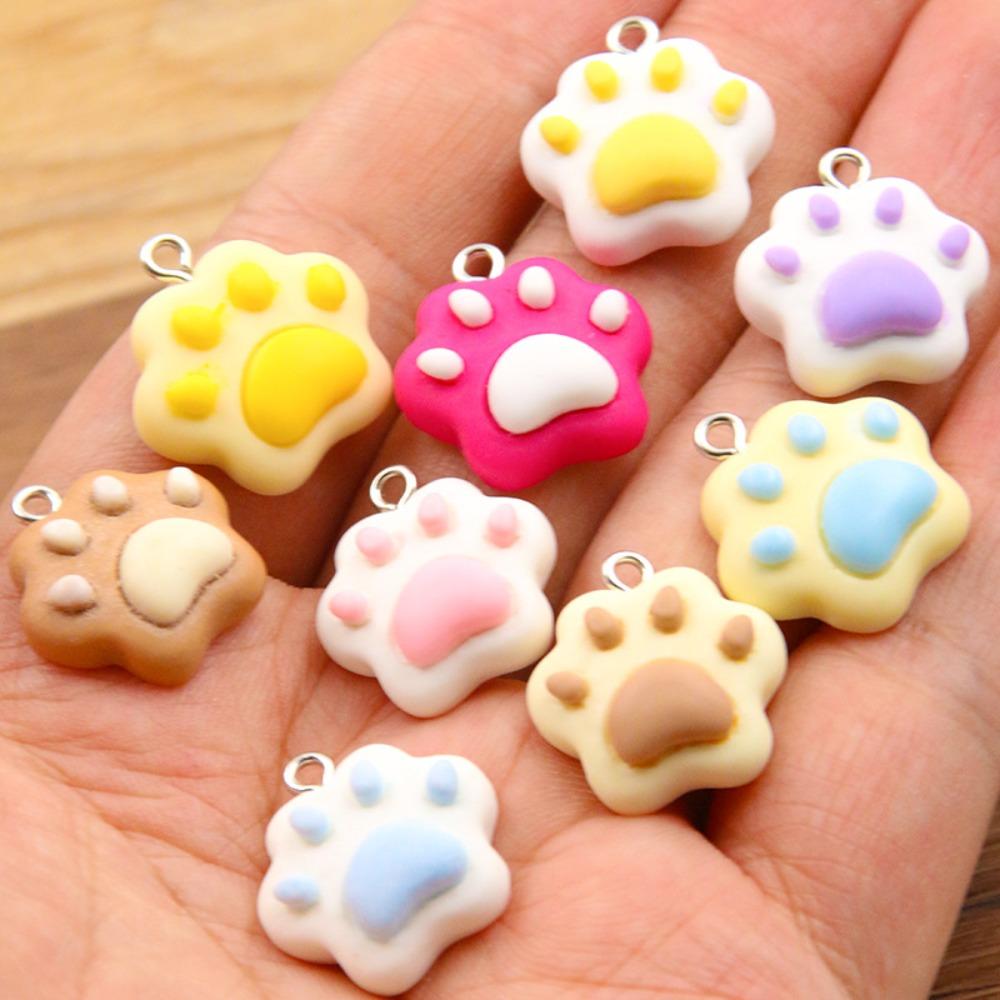 10pcs Resin Colorful Cat Claw Beads Cartoon Cat Claw Resin Pendant Bead Earring Making