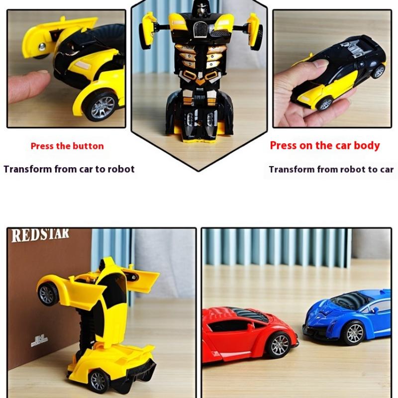 Kinderspielzeugauto Junge Ein-Knopf-Verformungsspielzeugauto Kollisionsauto Roboter Trägheit Kollision Polizeiauto Rennen