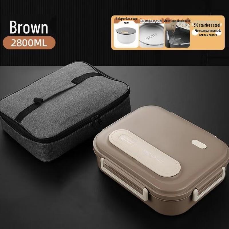 JINGRUIXIANG 316 Stainless Steel Divided Bento Lunch Box Set