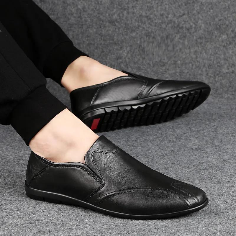 Nouvelles Chaussures en Cuir pour Hommes Grande Taille 47 Chaussures Décontractées pour Hommes Marche Extérieure Souple Chaussures pour Hommes Plates Mocassins Homme Chaussures Paresseuses Zapatos Hombre