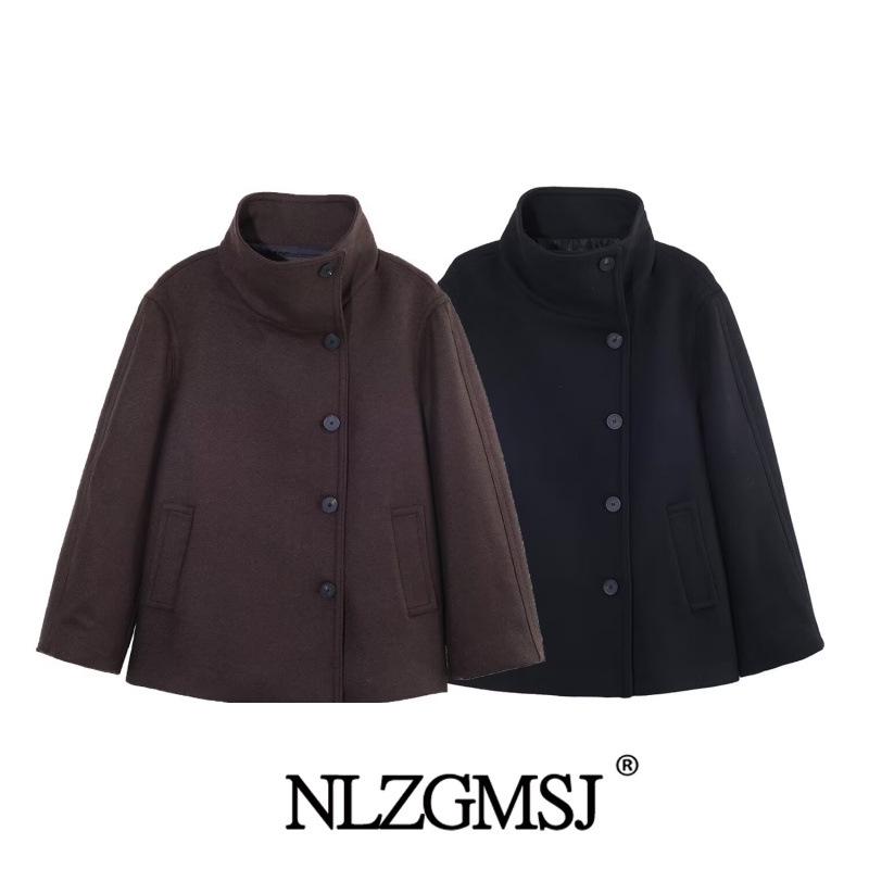 2026 Stylish European & American Wool High-Collar Short Coat
