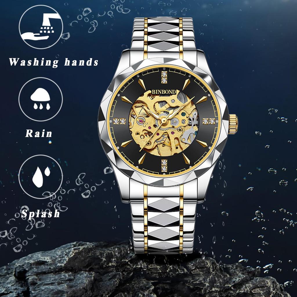 Automatic Watch Silver 3ATM Water Luminous Analog Stainless Steel Strap Watch Fashion Watch Birthday Christmas Day Day Gift Men's Resistant Men's -