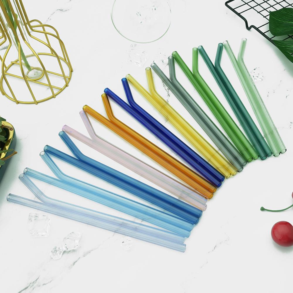 20Pcs Colorful Glass Straws Reusable for Outdoor Picnic Camping Smoothies Shakes Tea Juice Cocktails with 4Pcs Clean Brush