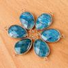 1Pc, Natural Crystal Agate Faceted Irregular Link Connector 23*18mm Zinc Alloy Wrapped Double Ring Stone Charm For Handmade Jewelry Craft Supplies