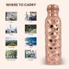 Pure Copper Water Bottle / 1 litre/Eco-friendly/Handcrafted/Wide Mouth/Reusable/Everyday Use for Yoga/Fitness Sports/Office/Travel