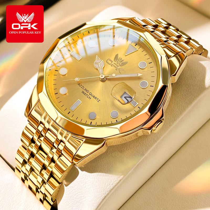 OPK 8170 Brand Men's Watches Business Dress Wristwatch for Man 30M Waterproof Stainless Steel Luminous Luxury Men Quartz Watch