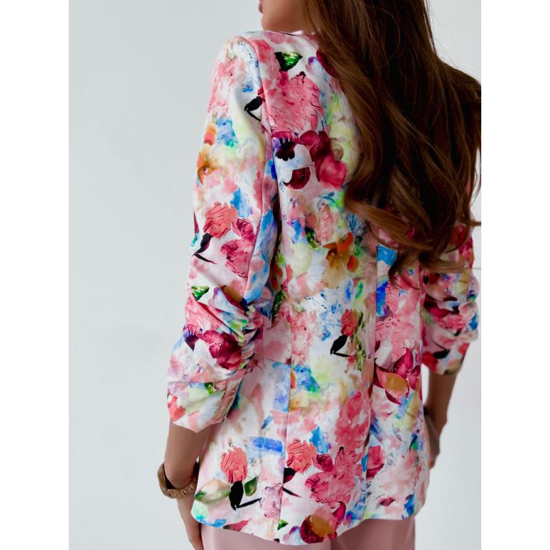 Jaqueta Tooxika Estilo Novo Primavera e Outono Lapela Estampada Ajuste Slim Paletó Pequeno