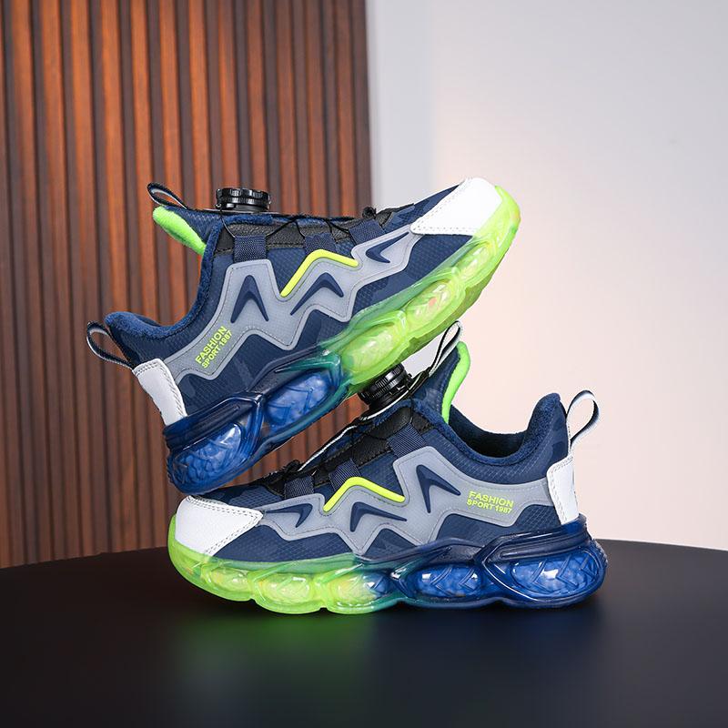 Autumn/Winter Kids Snow Sneakers Kids Short Fluff Sneakers Rotating Button Anti-Slip Sneakers Big Boy Cotton Shoes