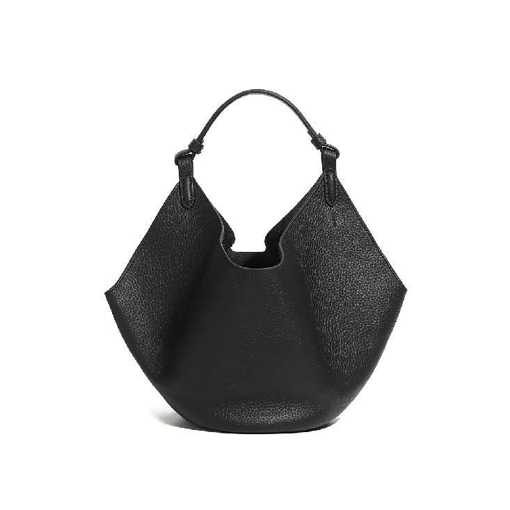 

Top Layer TC Top Layer Cowhide Bucket Bag Genuine Leather Basket Tote Bag Trendy Commuter Handbag Crossbody Mother-Daughter Bag чёрный