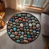 Colorful Pebble Round Rug Decorative Stone Pattern Rug Pebble Carpet Artistic Rock Design Rug Modern Abstract Area Rugs
