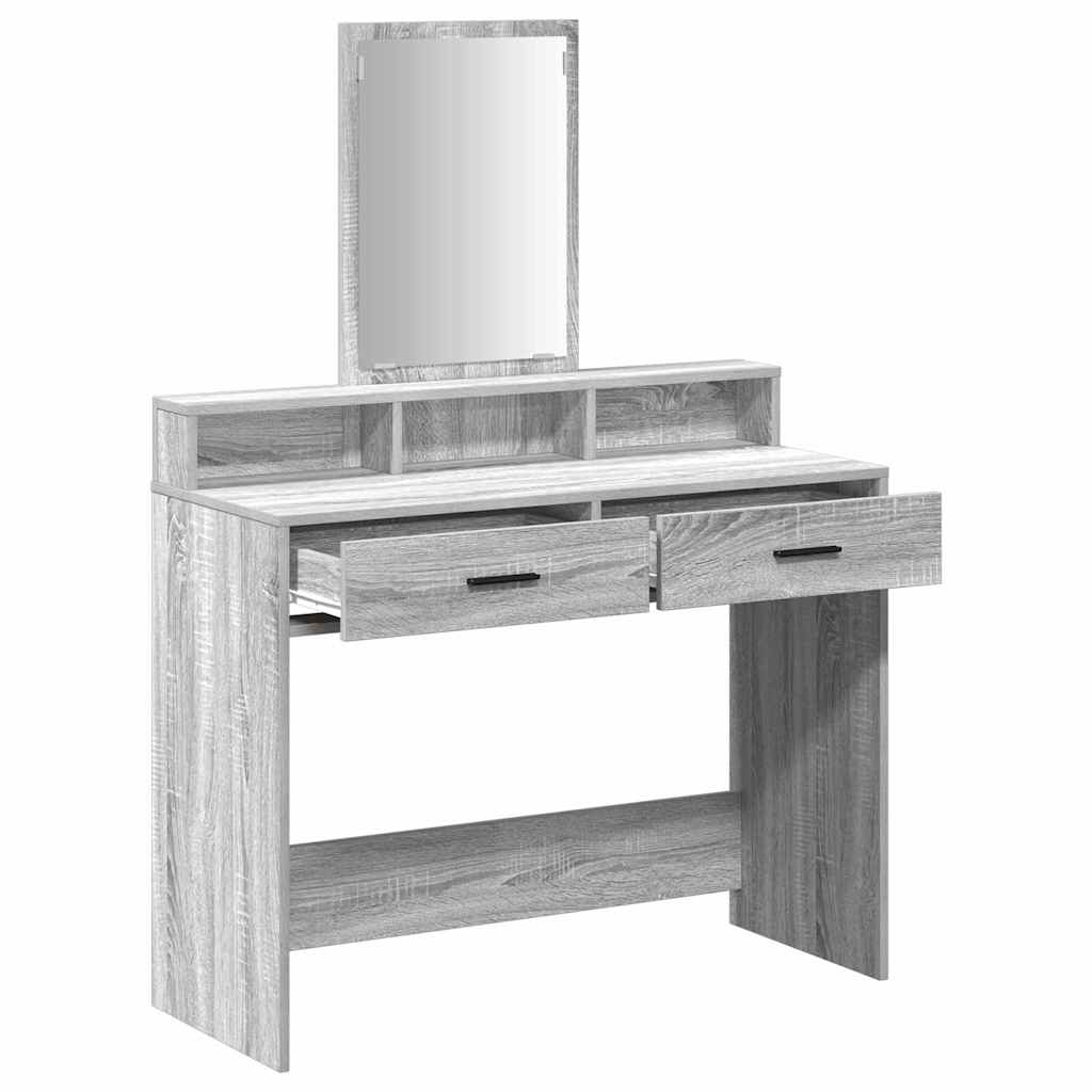 Makeup Table Grey Sonoma 100 x 41 x 140 cm Engineered Wood