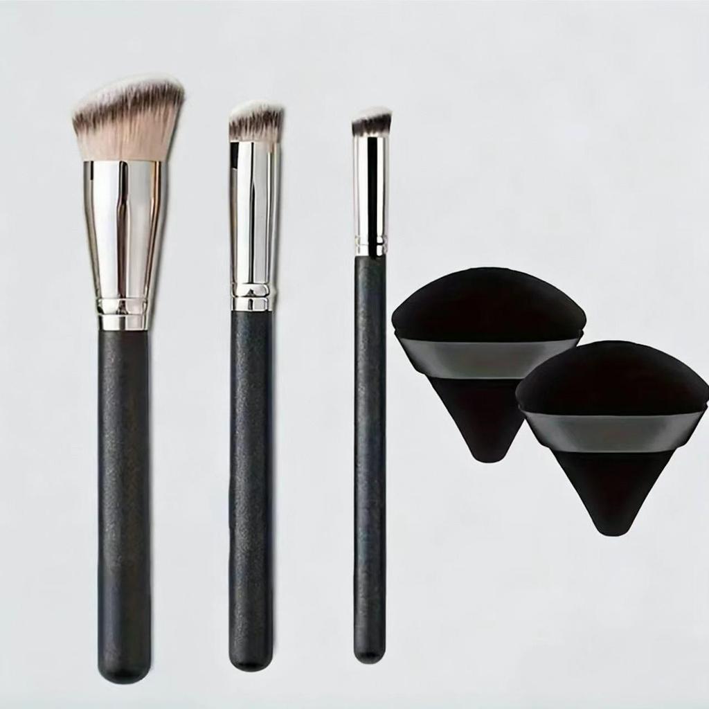 Nahtloser 170 Foundation-Pinsel mit schrägem, rundem Kopf, 270 Concealer-Pinsel, 370 Schwarzes Make-up-Pinsel-Set