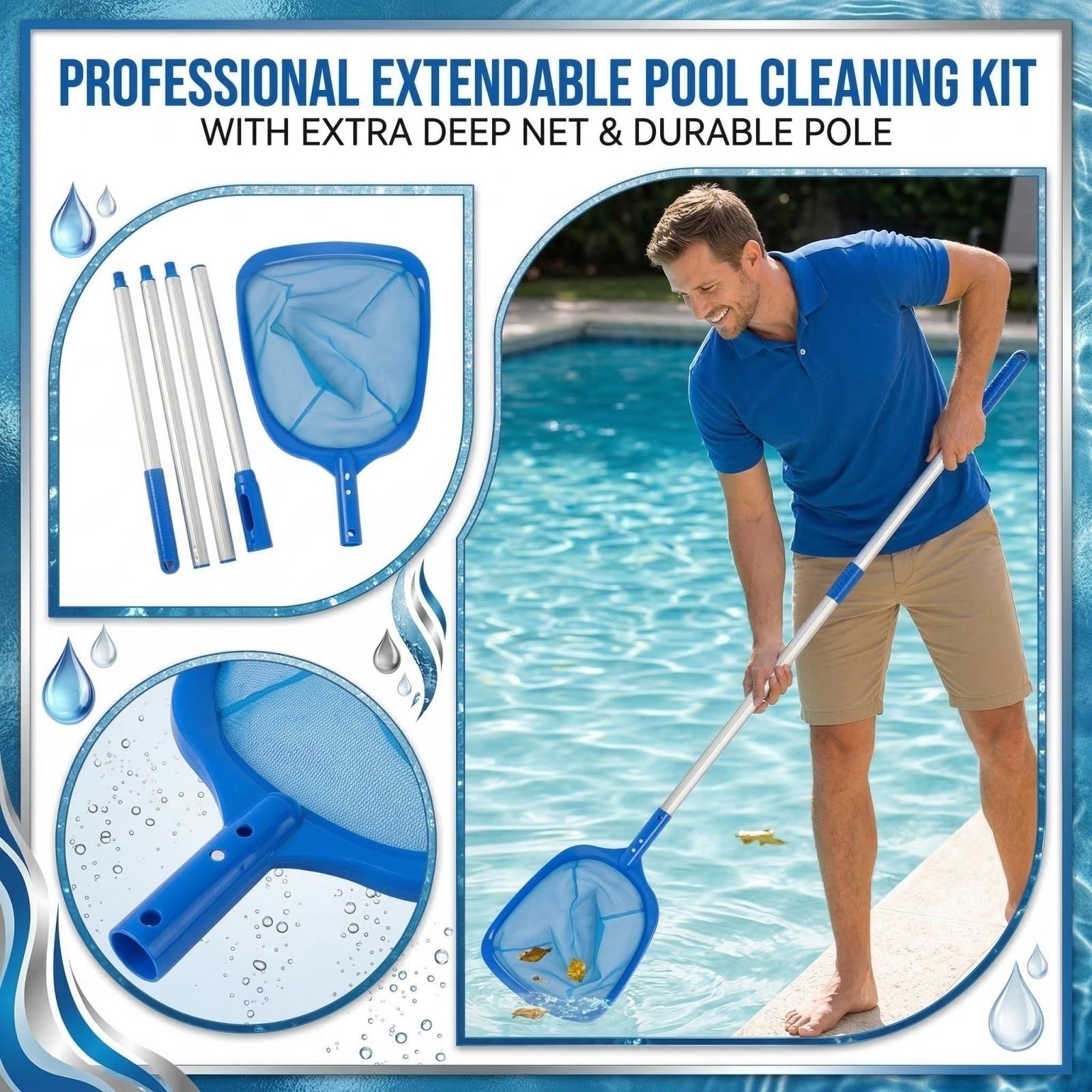 Swimming Pool Cleaning Accessories Telescopic Pole Net One Size белый