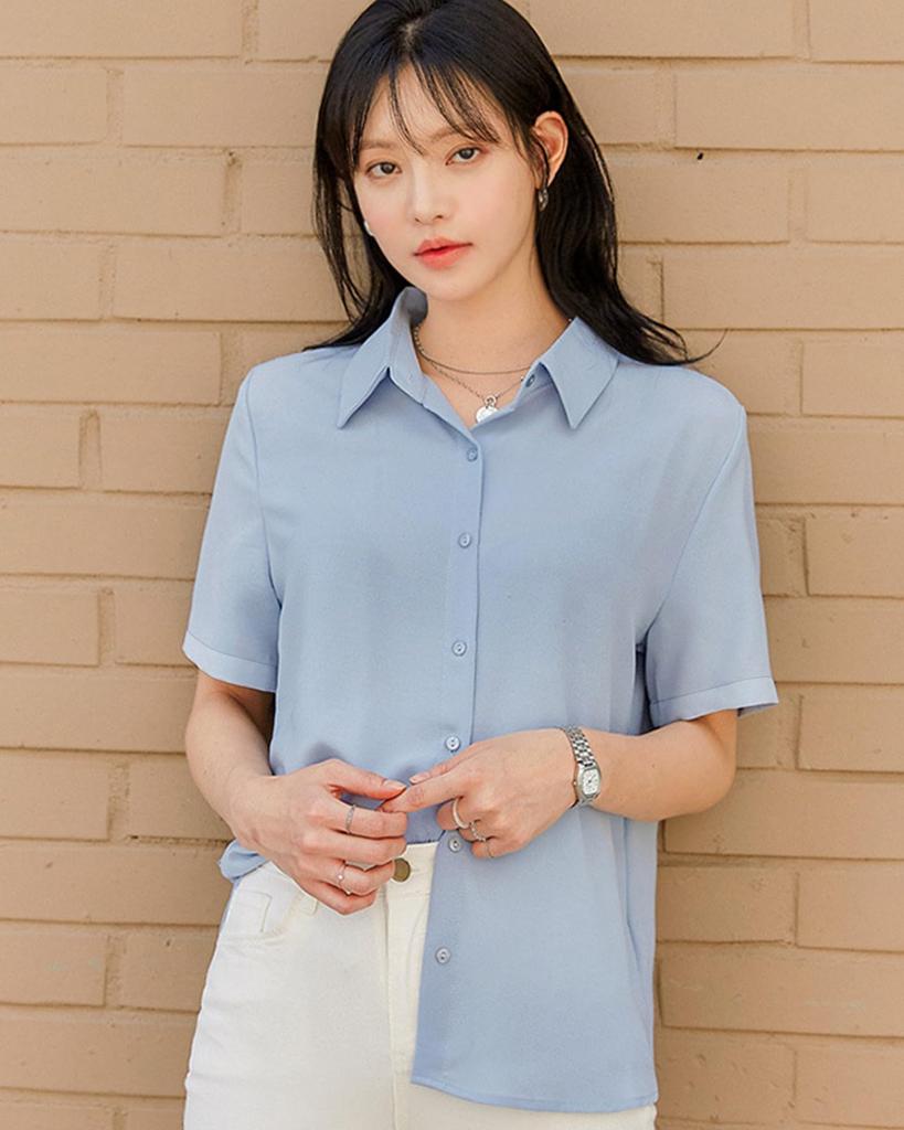 Collared Office Office Commuting [RCL] Women's Shirts, Shirts, Opaque, Wrinkle-free, Shape-retaining, Casual, Blouses, Wear, Summer,