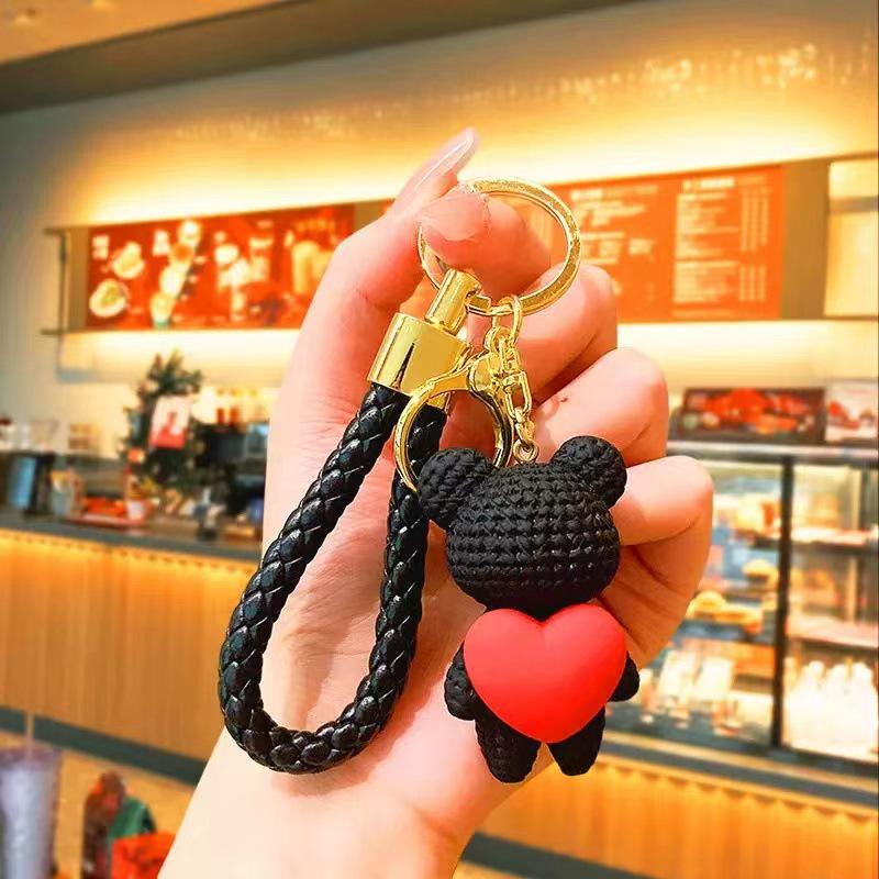 Seonjae Run Pendant Cartoon Bear Keychain for Girls' Backpack