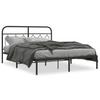 Metal Bed Frame with Headboard Black 150 X 200 Cm